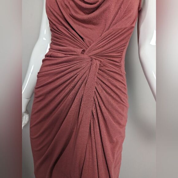 Mango body con cowl neck gathered rushed jersey knit dress Small - Picture 5 of 8